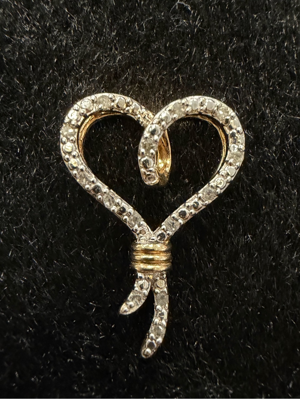 Sterling Silver Gold Plated Open Heart Diamond Accent Slide Pendant